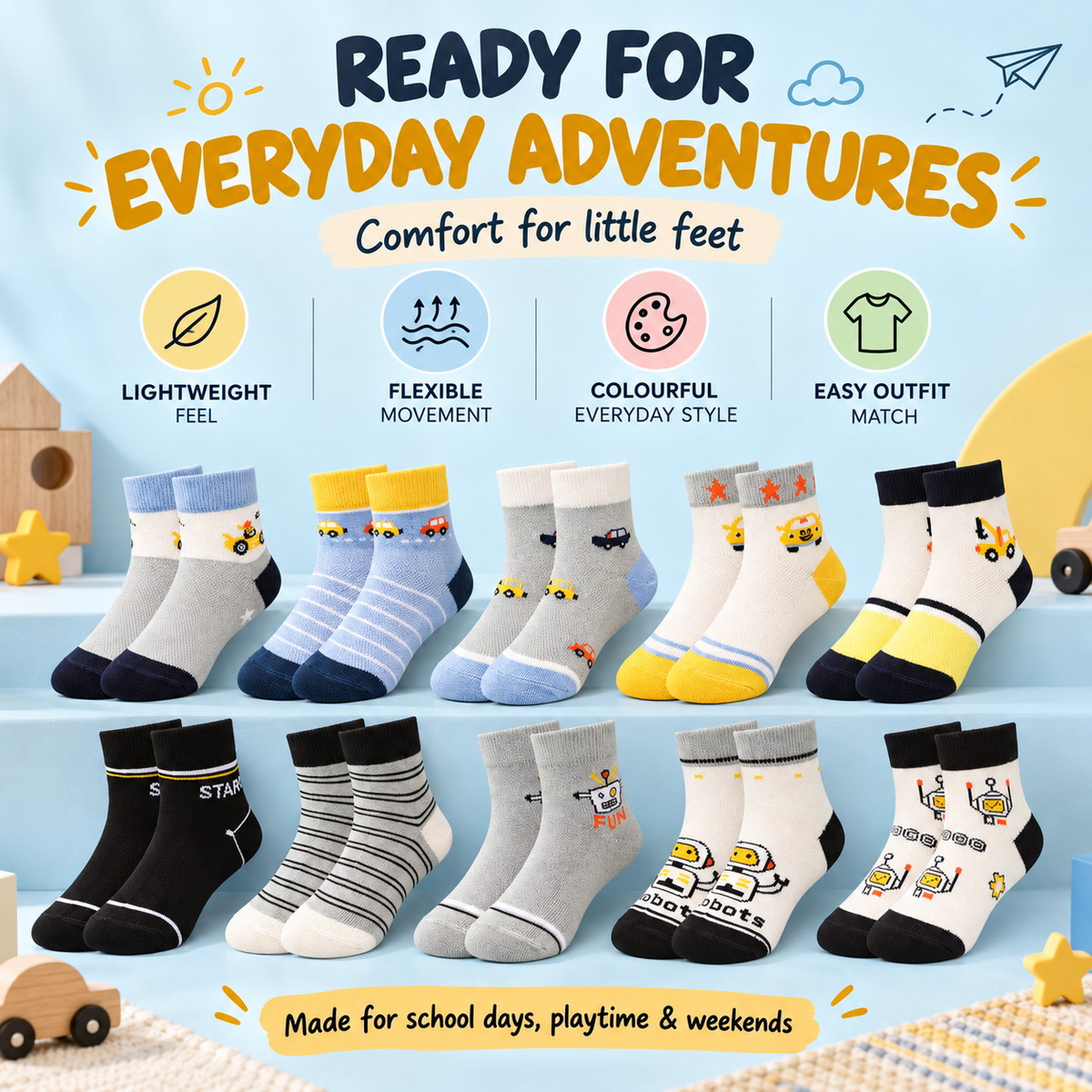 RareMint Collection | Premium Bamboo Socks for Kids | Pack of 10